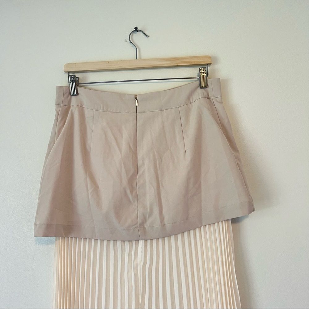 Commense Asymmetrical Pleated Midi Skirt NEW Size Large in Cream - Picture 8 of 10